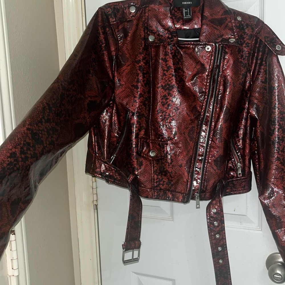 Red snake skin like jacket